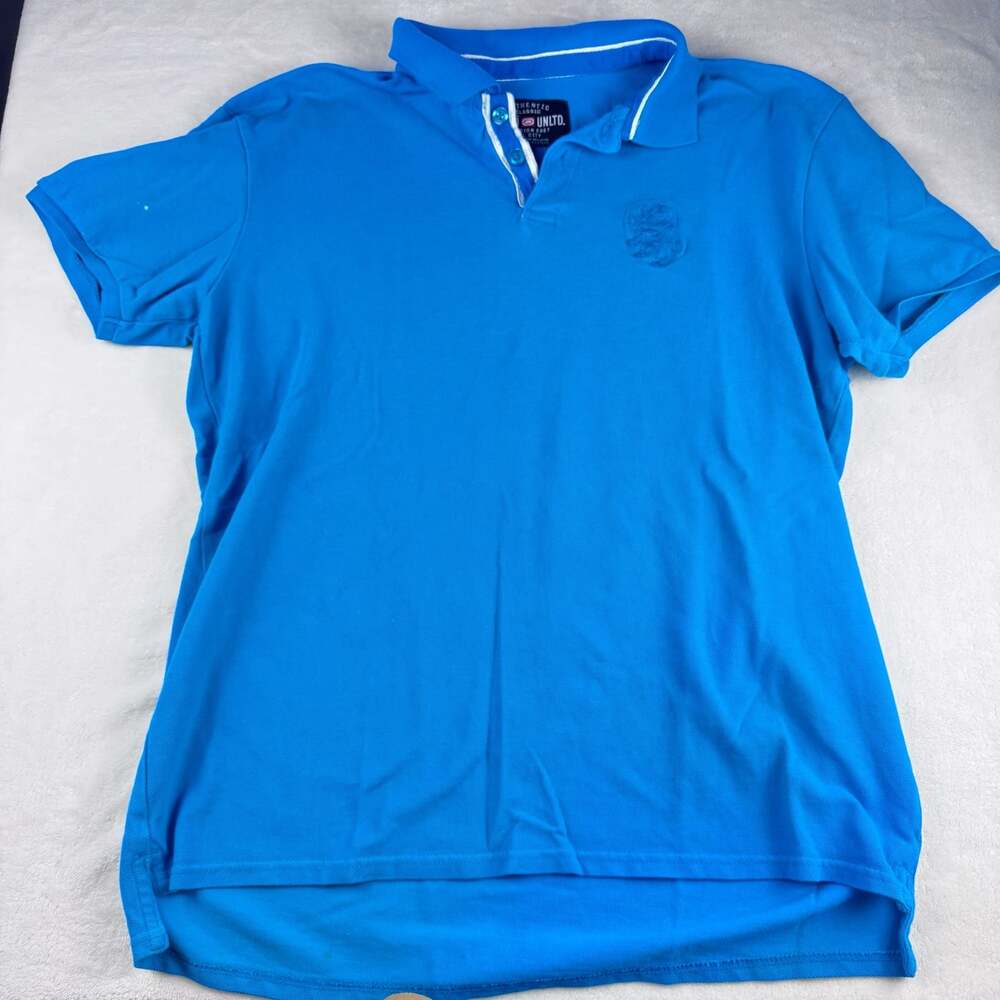 Vintage Ecko Unltd. Blue Pique Polo Shirt XL Authentic Classic Division East